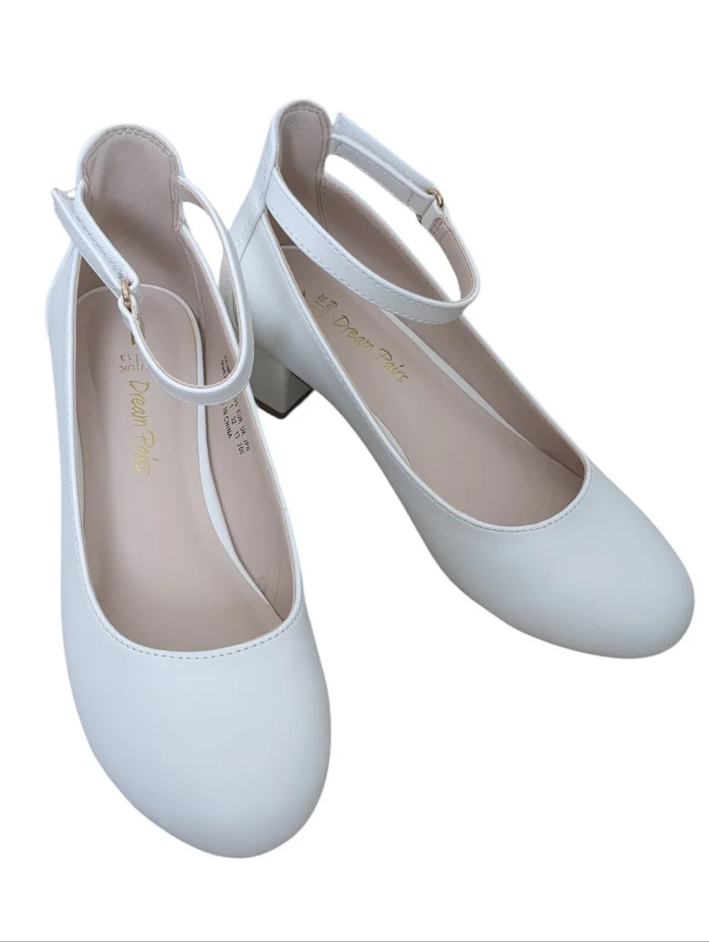 DREAM PAIRS Girls Chunky High Heels Dress Shoes With Ankle Strap (Size 1)